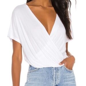 Lovers + Friends: Ribbed White Wrap Top, XS, BRAND NEW W/ TAGS